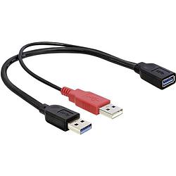 Foto van Delock usb-kabel usb 3.2 gen1 (usb 3.0 / usb 3.1 gen1) usb-a stekker, usb-a bus 30.00 cm zwart vergulde steekcontacten, ul gecertificeerd 83176