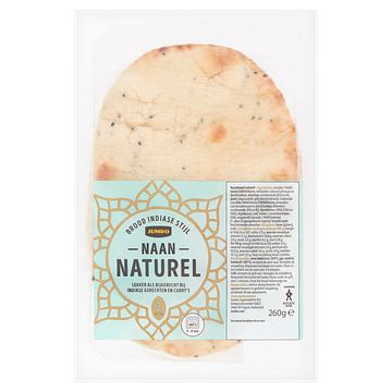 Foto van Jumbo naan brood naturel 2 stuks 260g