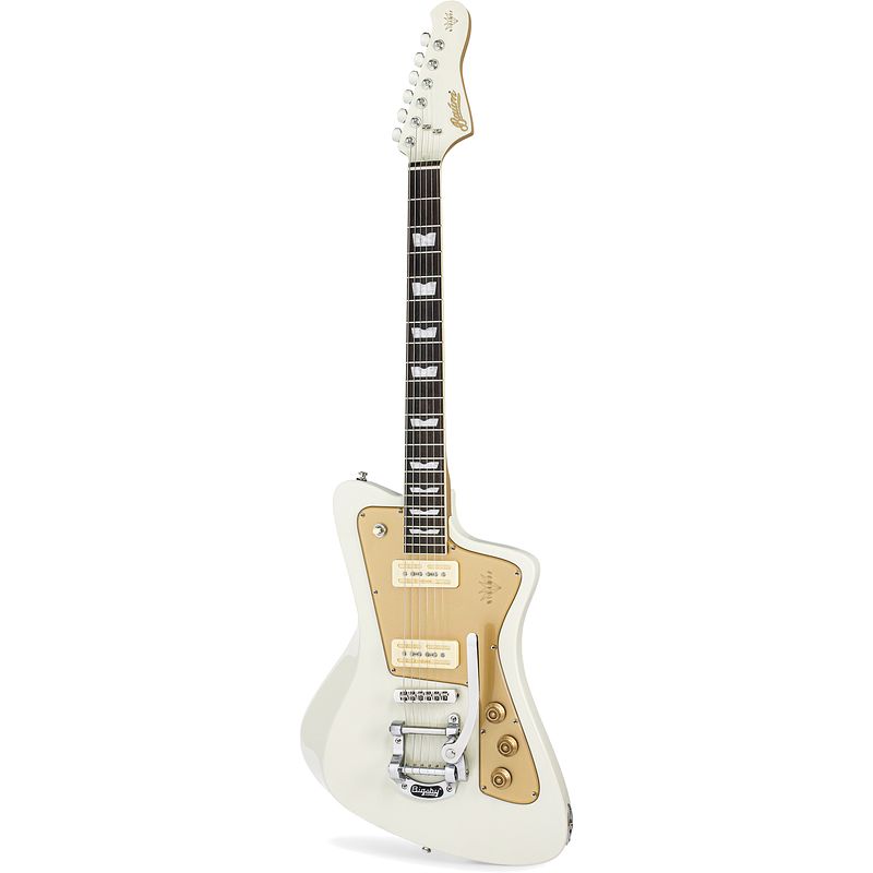 Foto van Baum original series wingman vintage white elektrische gitaar met wave headstock