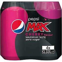 Foto van Pepsi max cola zero sugar cherry blik 4 x 330ml bij jumbo