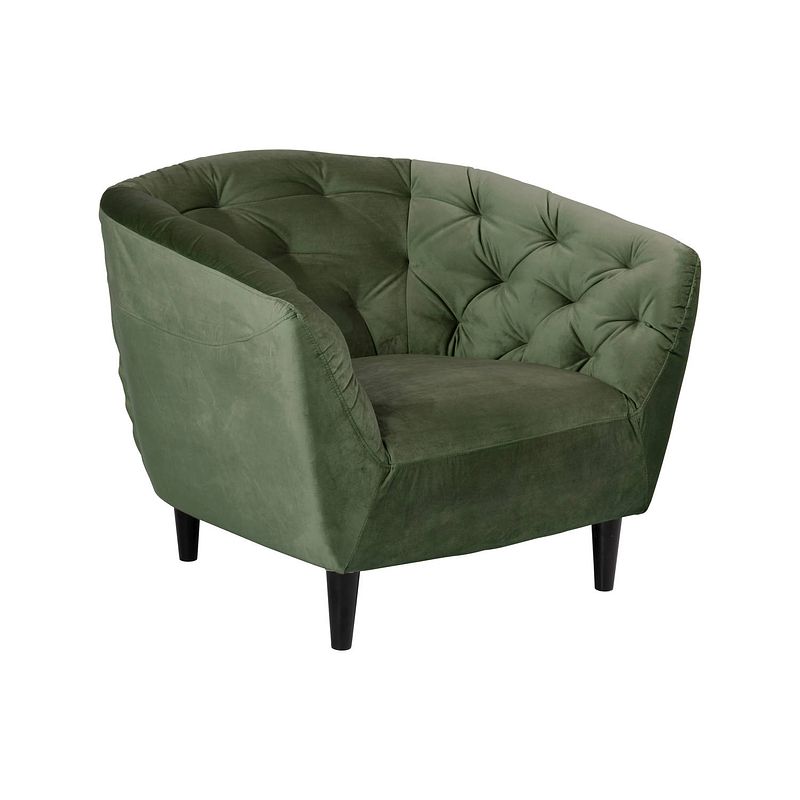 Foto van Rita fauteuil bosgroen, rubberhout zwart.