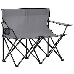 Foto van Vidaxl campingstoel 2-zits inklapbaar staal en stof grijs