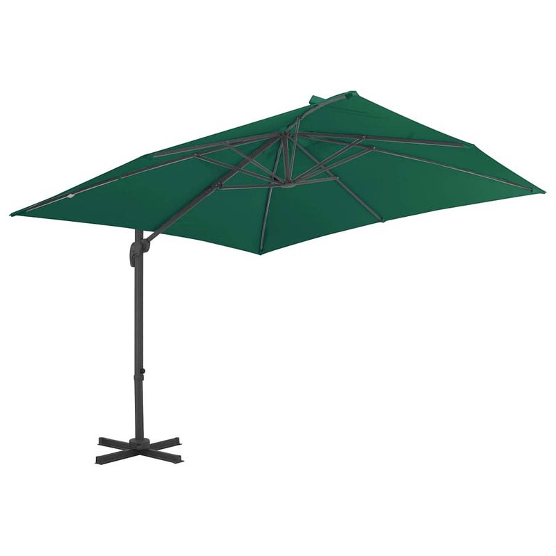 Foto van The living store hangende parasol groen 300x300x258 cm - uv-beschermend en verstelbaar