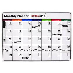 Foto van Lowander familieplanner magnetisch whiteboard a3 30x42 cm - maandplanner weekplanner - incl. stift en wisser