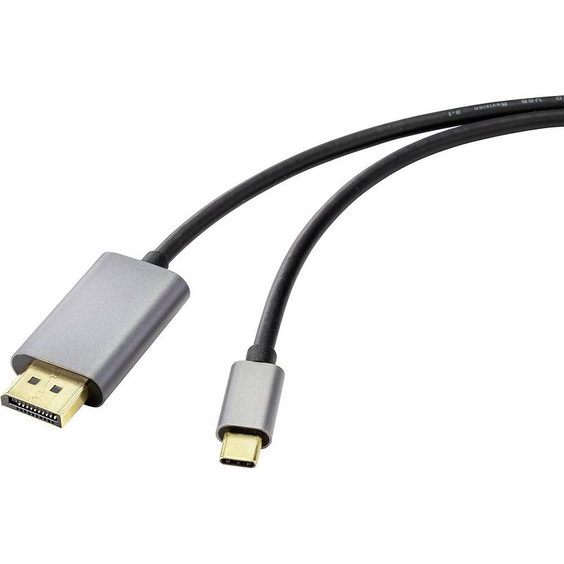 Foto van Renkforce usb-c / displayport adapterkabel usb-c stekker, displayport stekker 1.00 m zwart rf-4600984 usb-c-displaykabel