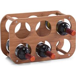 Foto van 1x houten wijnflesrek/wijnrekken compact voor 6 flessen 38 cm - wijnrekken
