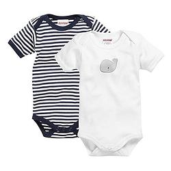 Foto van Playshoes romper walvis korte mouw navy/wit 2 stuks mt 50/56