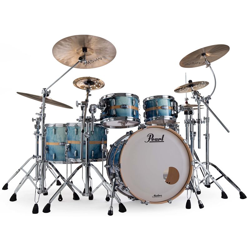 Foto van Pearl mct925xup/c825 masters maple complete ocean blue stripe 5d.shell set