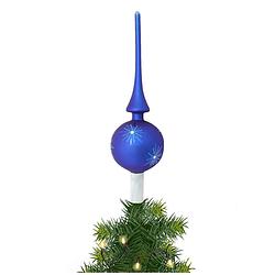 Foto van Kerst piek van glas mat blauw gedecoreerd h28 cm - kerstboompieken