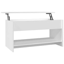 Foto van The living store salontafel - verstelbaar - opbergruimte - wit - 102x50x52.5 cm