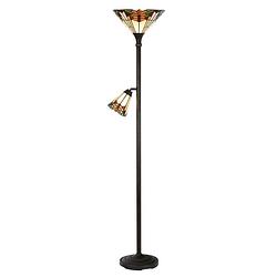 Foto van Haes deco - tiffany vloerlamp beige, rood ø 30x178 cm e27/max 1x100w e14/max 1x25w