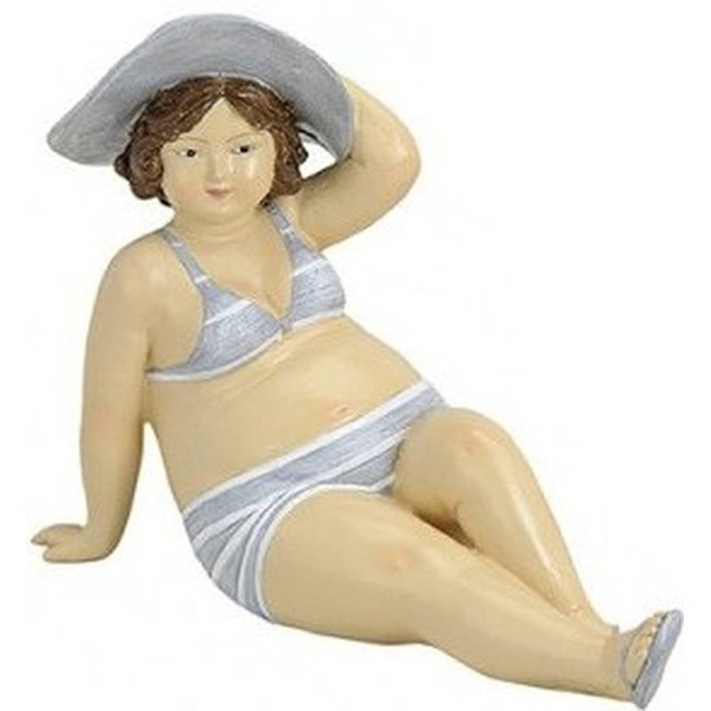 Foto van Beeld dikke dame 14 cm in grijs/witte bikini - beeldjes