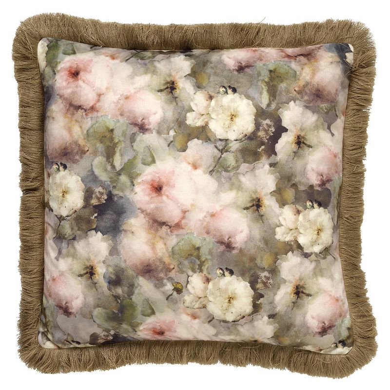 Foto van Dutch decor hailey - kussenhoes met bloemenpatroon pumice stone 45x45 cm - beige - beige