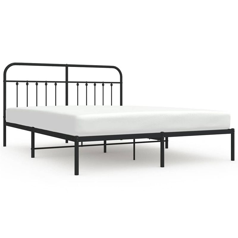 Foto van Vidaxl bedframe met hoofdbord metaal zwart 160x200 cm