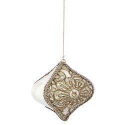 Foto van House of seasons kerstbal ornament ovaal 10 cm wit