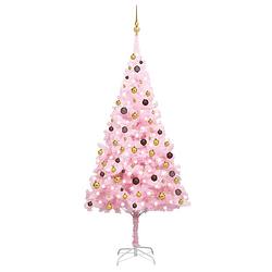 Foto van Vidaxl kunstkerstboom met led's en kerstballen 240 cm pvc roze