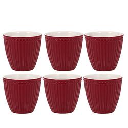 Foto van 6x greengate beker (latte cup) alice claret red 300 ml - ø 10 cm