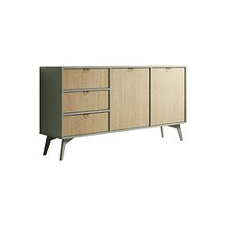 Foto van Meubella dressoir essence - groen - licht eiken - 158 cm