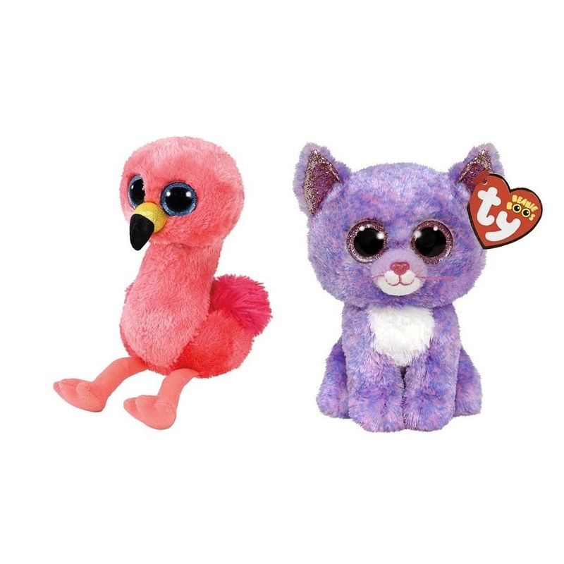 Foto van Ty - knuffel - beanie boo's - gilda flamingo & cassidy cat