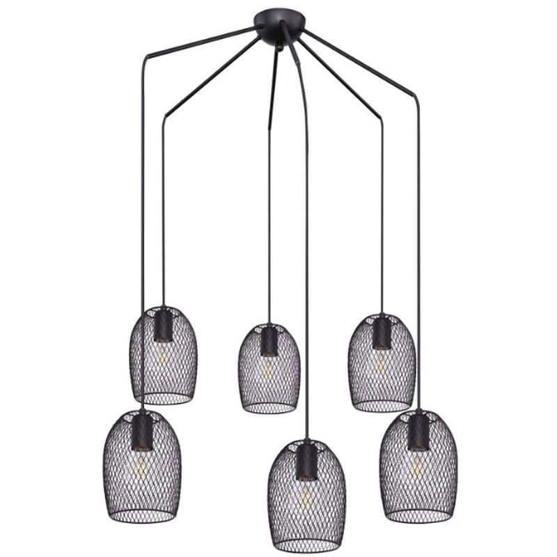 Foto van Industriële hanglamp dops - l:75cm - e27 - metaal - zwart