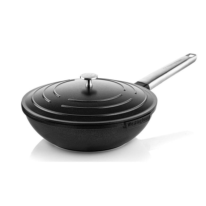 Foto van Westinghouse performance series wokpan - wok met deksel - 28 cm - zwart