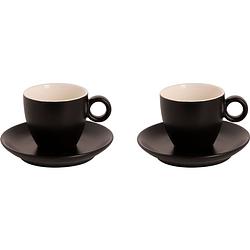 Foto van Maastricht porselein koffiekop en schotel bart colour cafe 17 cl 13.5 cm zwart porselein 2 stuk(s)