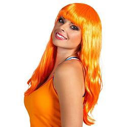 Foto van Oranje/holland fan artikelen damespruik met lang haar - verkleedpruiken