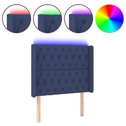 Foto van Vidaxl hoofdbord led 103x16x118/128 cm stof blauw