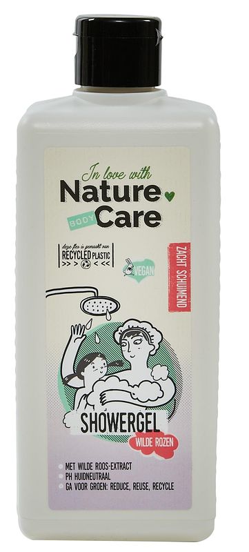 Foto van Nature care showergel wilde rozen