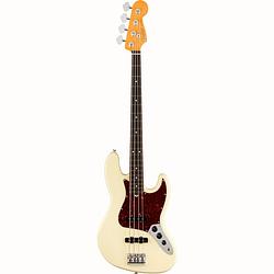 Foto van Fender american professional ii jazz bass olympic white rw elektrische basgitaar met koffer