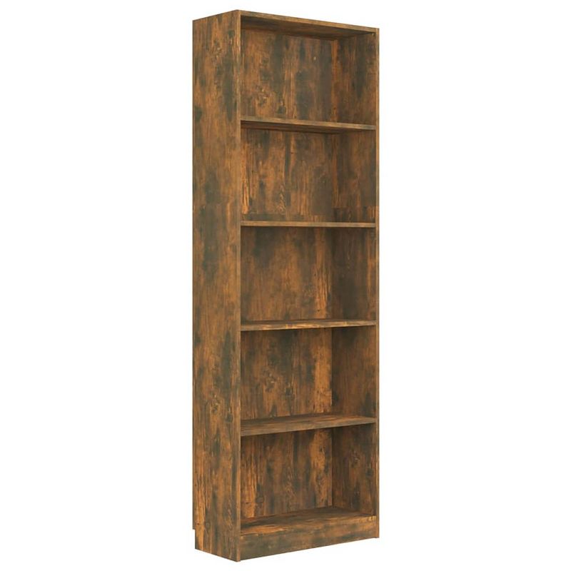 Foto van The living store boekenkast gerookt eiken - 60x24x175 cm - 5-laags