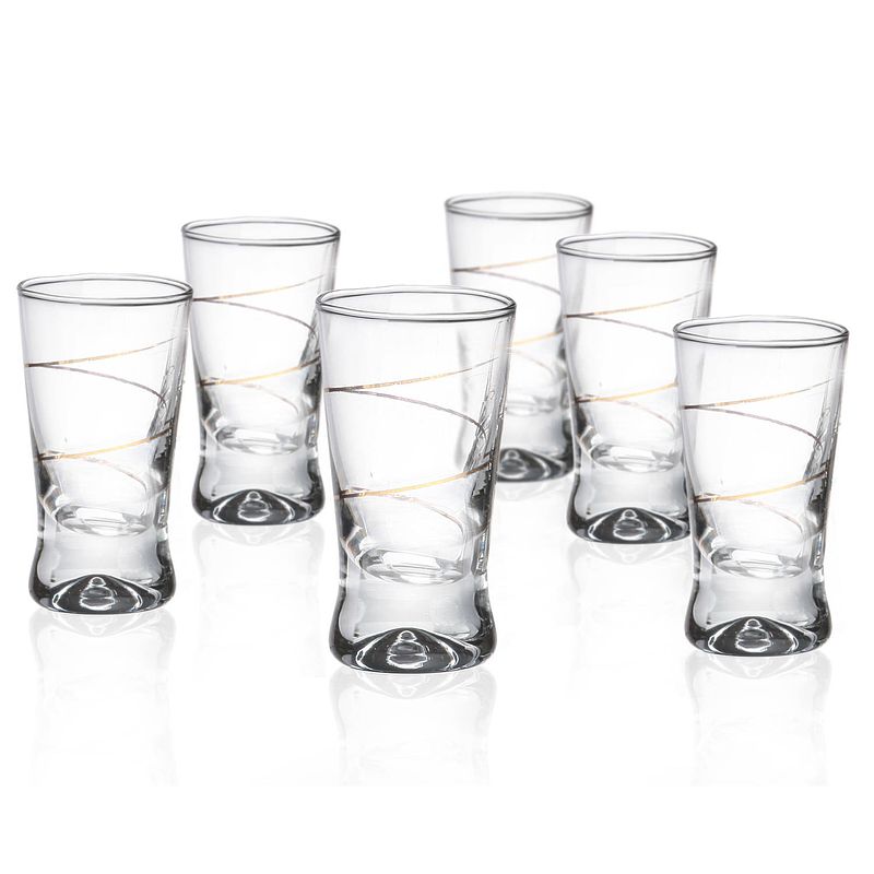 Foto van Glasmark shotglaasjes - 6x - gold collection - 25 ml - glas - borrelglazen - shotglazen