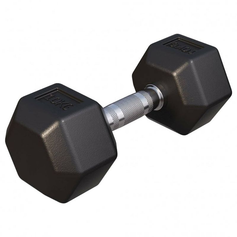 Foto van Gorilla sports dumbell - 10 kg - gietijzer (rubber coating) - hexagon