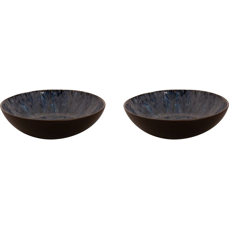 Foto van Palmer bord diep lester 21 cm blauw zwart stoneware 2 stuk(s)