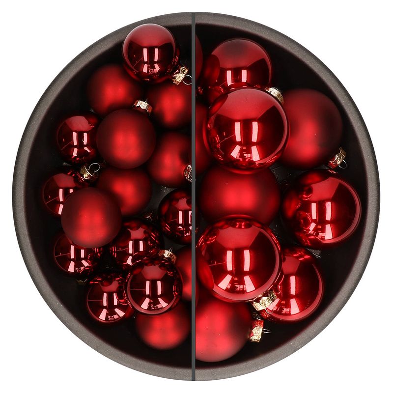 Foto van Othmar decorations kerstballen - 46x st - rood - glas - 6 en 8 cm - kerstbal