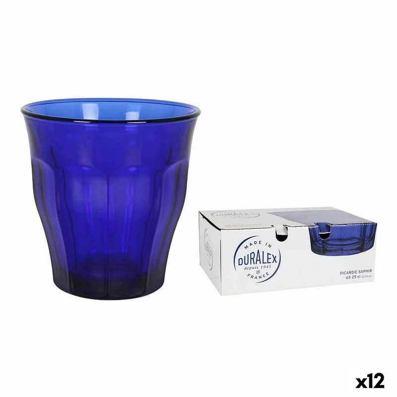 Foto van Glazenset duralex picardie blauw kristal 6 onderdelen 250 ml (12 stuks)