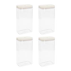 Foto van Krumble voorraadpot rechthoek - set van 4 - 1800 ml - plastic - beige