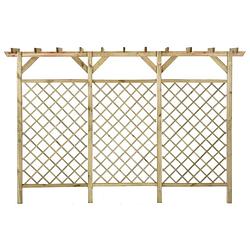 Foto van The living store schutting met trellis en pergola - 300 x 50 x 200 cm - grenenhout