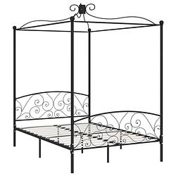 Foto van The living store metalen hemelbedframe - zwart - 211 x 129 x 227 cm - massief metaal - geschikt voor 120 x 200 cm