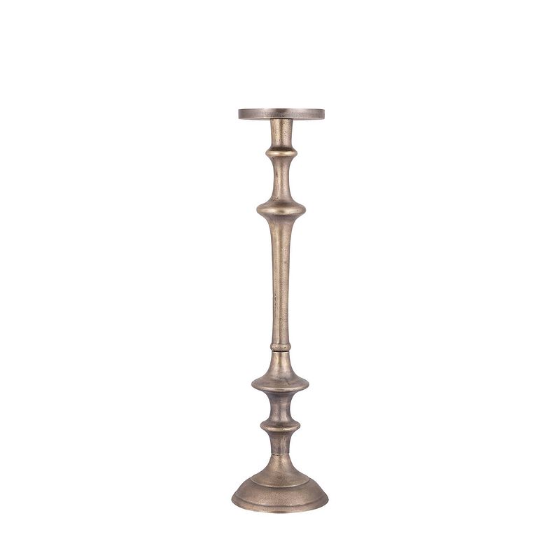 Foto van Ptmd yourney brass casted alu candleholder round high