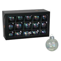 Foto van Othmar decorations kerstballen -30x - transparant parelmoer -6cm- glas - kerstbal