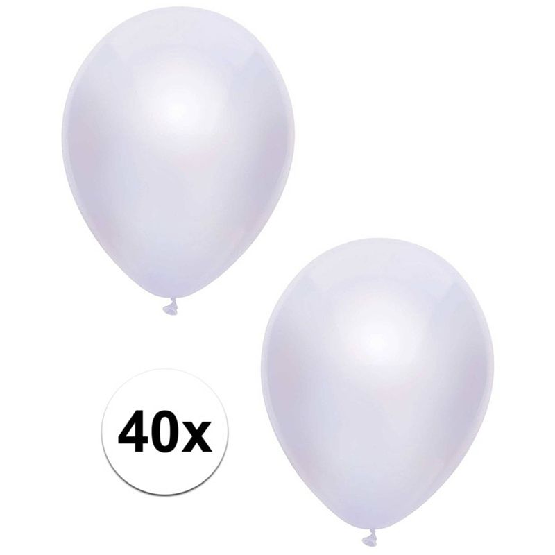 Foto van 40x witte metallic ballonnen 30 cm - ballonnen