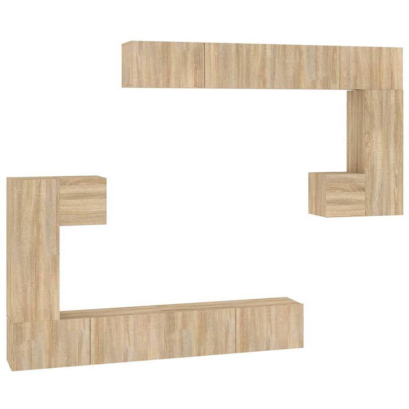 Foto van The living store tv meubel sonoma eiken - set van 2 (s) - 2 (m) en 4 (l) - bewerkt hout - afmetingen- 30.5 x 30 x 30