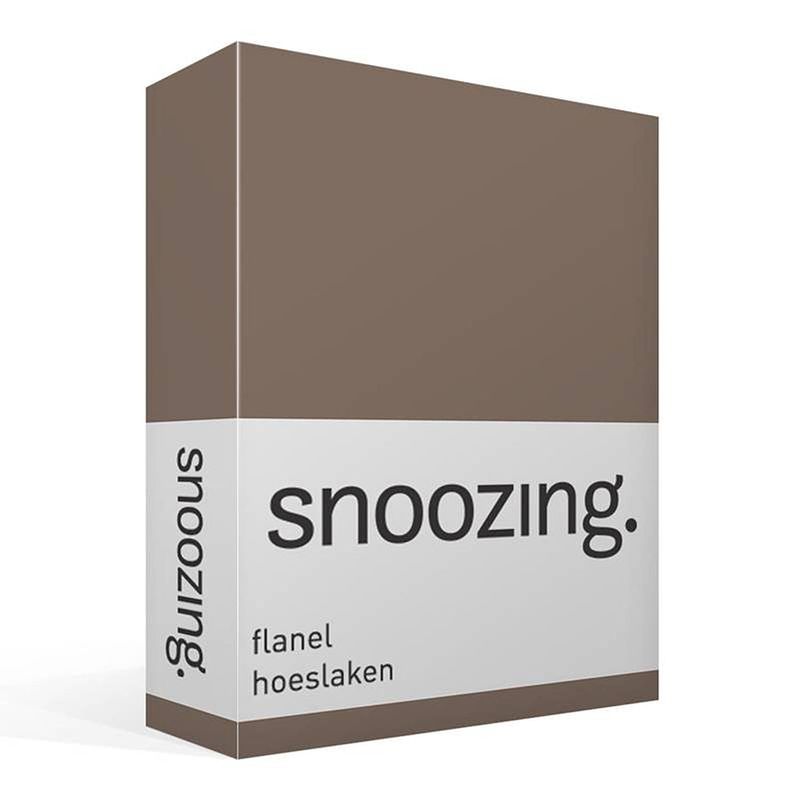 Foto van Snoozing - flanel - hoeslaken - 180x200 cm - bruin