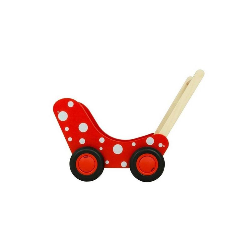 Foto van Van dijk toys van dijk poppenwagen rood met witte stippen (flatpacked)