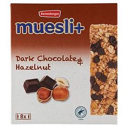 Foto van Ravensbergen muesli+ dark chocolate & hazelnut 8 x 23g bij jumbo