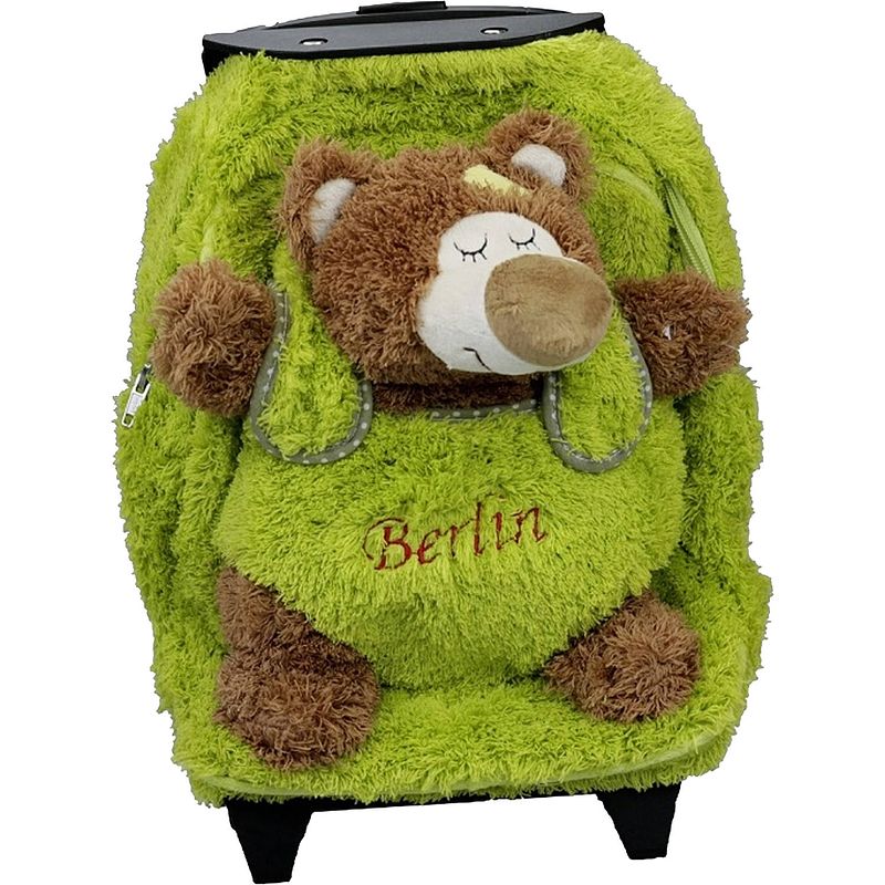 Foto van Rugzaktrolley kinderkoffer - pluche beer knuffel - kunststof/polyester - 35 x 25 x 13 cm - rugzak - kind