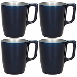 Foto van Set van 6x stuks koffie kopjes/bekers donkerblauw 250 ml - bekers