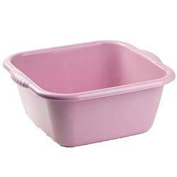 Foto van Kleine kunststof teiltje/afwasbak vierkant 3 liter oud roze - afwasbak