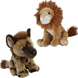 Foto van Knuffeldieren set leeuw en hyena pluche knuffels 18 cm - knuffeldier